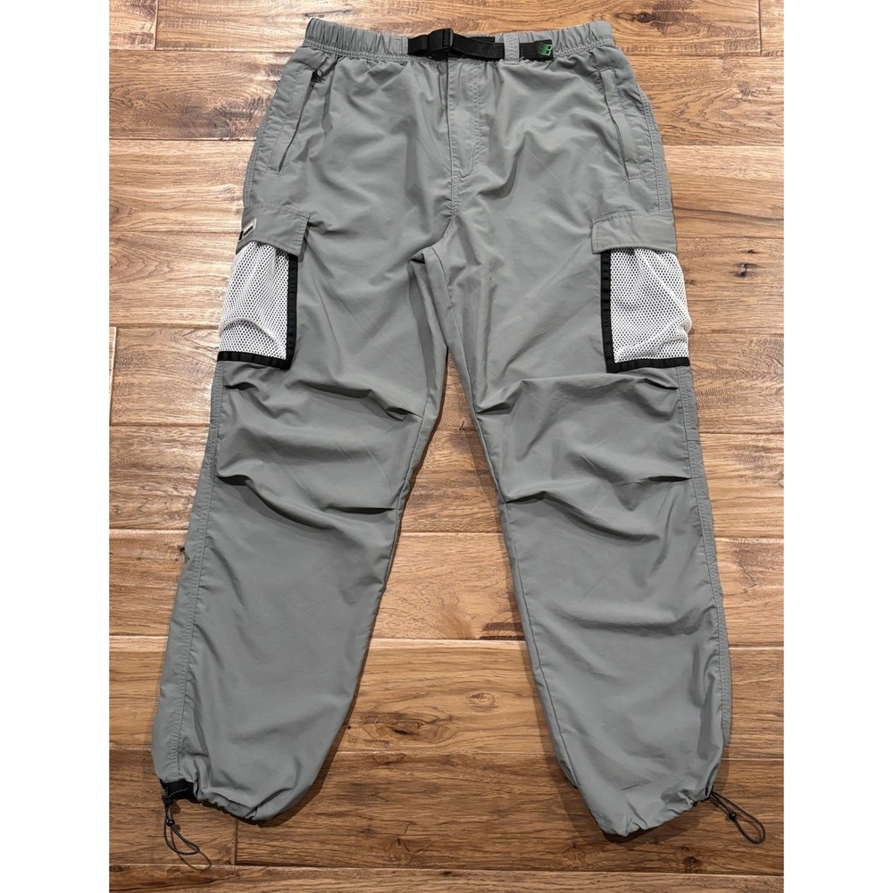 Bronze 56K Baggy Windbreaker Cargo Track Pants Belted Men's L Gray Skater EUC